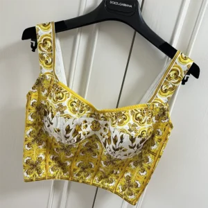 Dolce Gabbana D&G Women Cotton Corset Top with Majolica Print
