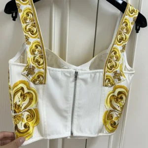Dolce Gabbana D&G Women Cotton Corset Top with Majolica Print