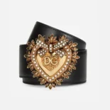 Dolce Gabbana D&G Women Leather Devotion Belt-Black BE1316AK86180999