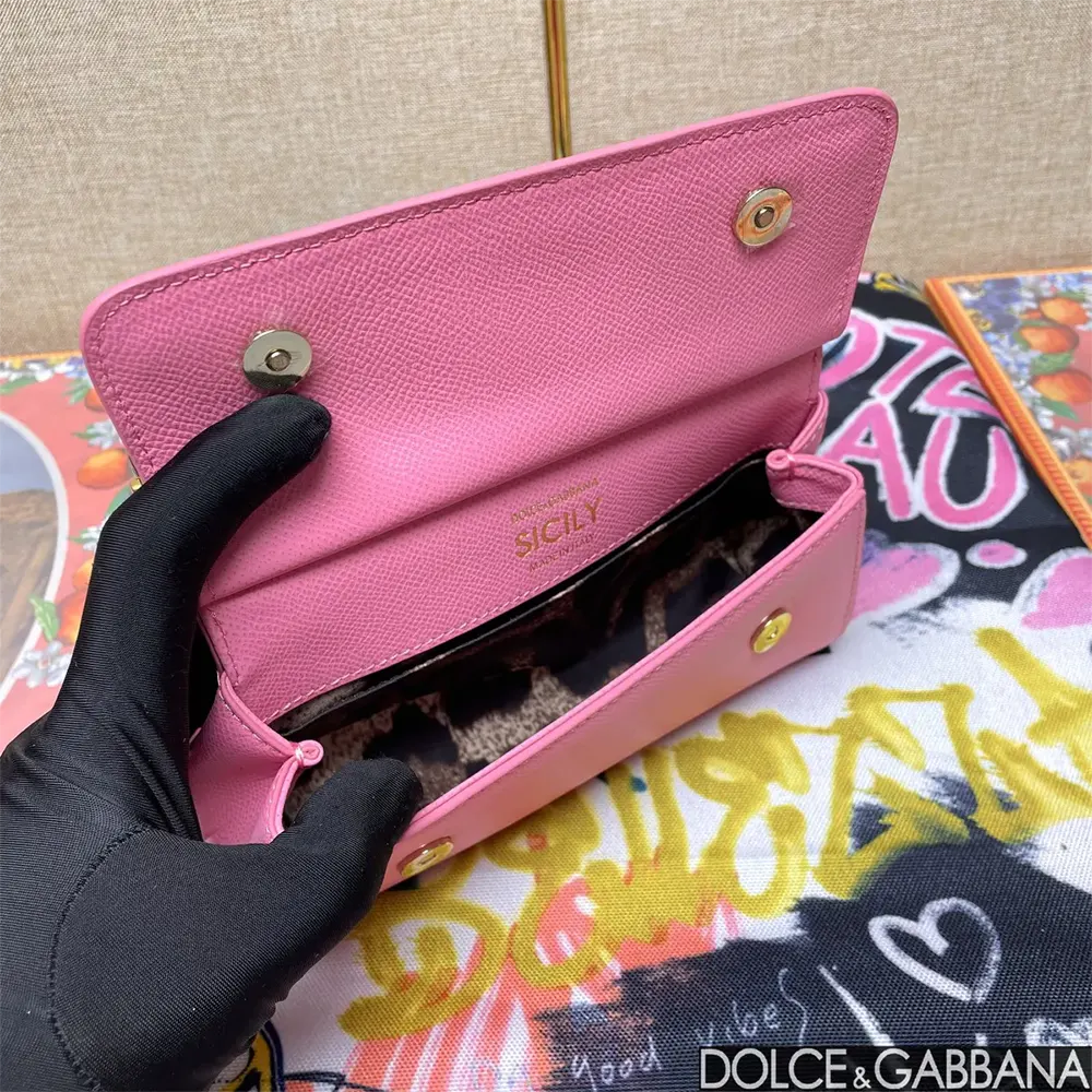 Dolce Gabbana D&G Women Small Sicily Handbag-Pink BB7116A100180424 10 Dolce Gabbana D&G Women Small Sicily Handbag-Pink BB7116A100180424