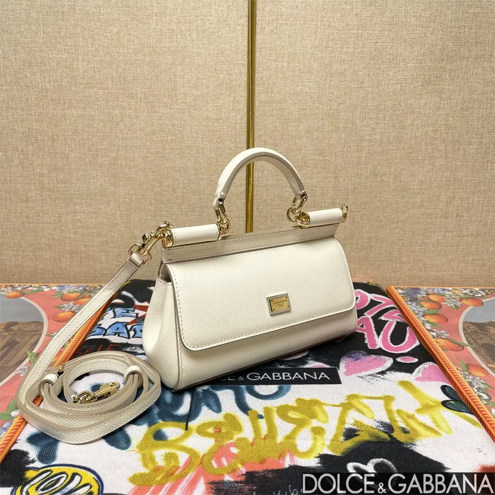 Dolce Gabbana D&G Women Small Sicily Handbag-White BB7116A100180001 4 Dolce Gabbana D&G Women Small Sicily Handbag-White BB7116A100180001