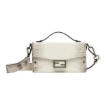 Fendi Men Soft Trunk Baguette White Nuanced Crocodile Leather Bag 7VA565ANDVF122F