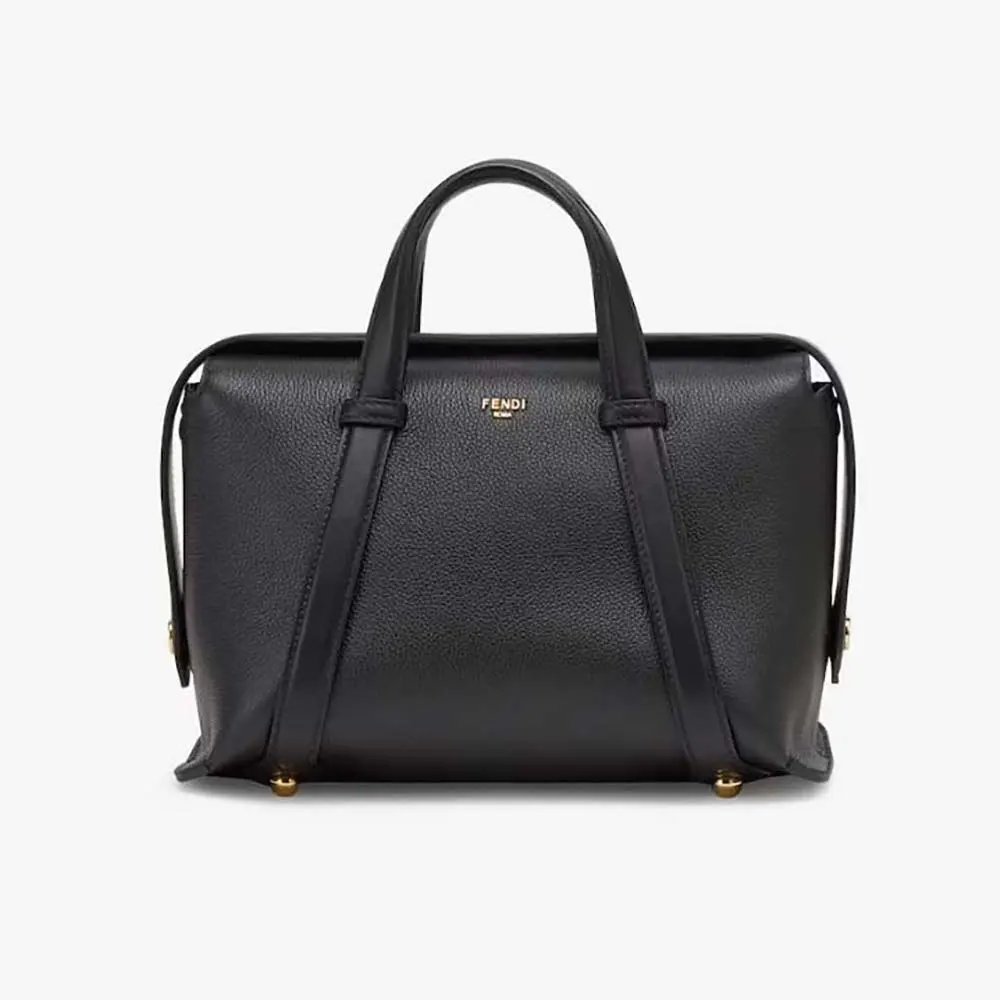 Fendi Women Boston 365 Black Leather Bag 8BL152APZAF0KUR 1 Fendi Women Boston 365 Black Leather Bag 8BL152APZAF0KUR