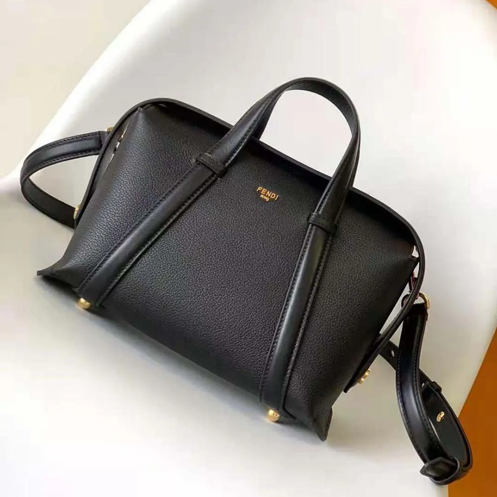 Fendi Women Boston 365 Black Leather Bag 8BL152APZAF0KUR 2 Fendi Women Boston 365 Black Leather Bag 8BL152APZAF0KUR
