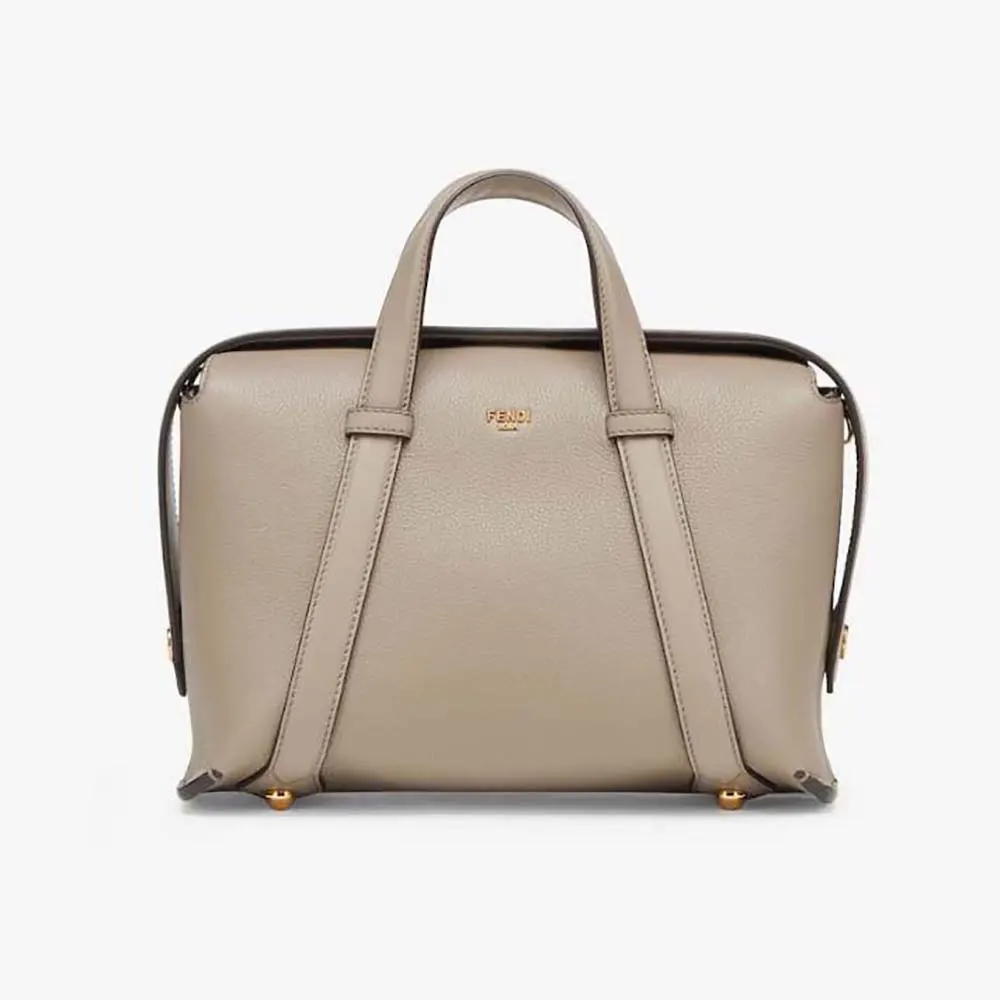 Fendi Women Boston 365 Dove Gray Leather Bag 8BL152APZAF11WS 1 Fendi Women Boston 365 Dove Gray Leather Bag 8BL152APZAF11WS