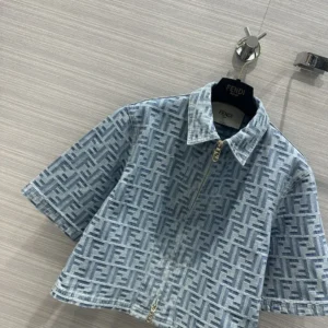 Fendi Women Light Blue FF Denim Jacket FLF790AS8KF1P2O