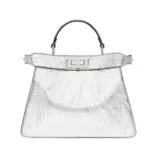 Fendi Women Peekaboo ISeeU Petite Small Silver Padded Nappa Leather Bag