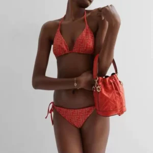 Fendi Women Swimsuit Orange Tech Fabric Bikini FXBA22AQBKF1OLM