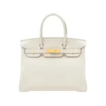 Hermes Birkin 30 Bag in Epsom Leather with Gold Hardware-White/Gold