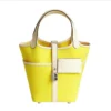 Hermes Women Picotin Lock 18 Pockets in Goeran Canvas Leather-Yellow 11 Hermes Women Picotin Lock 18 Pockets in Goeran Canvas Leather-Yellow