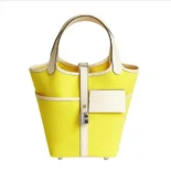 Hermes Women Picotin Lock 18 Pockets in Goeran Canvas Leather-Yellow