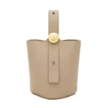 Loewe Unisex Mini Pebble Bucket Bag in Soft Grained Calfskin-Sandy AANBBBMX02