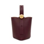 Loewe Women Mini Pebble Bucket Bag in Mellow Calfskin-Maroon