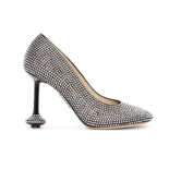 Loewe Women Toy Pump in Suede and Allover Rhinestones-Black L815S01X79