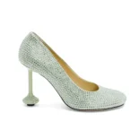 Loewe Women Toy Pump in Suede and Allover Rhinestones-Lime L815S01X79