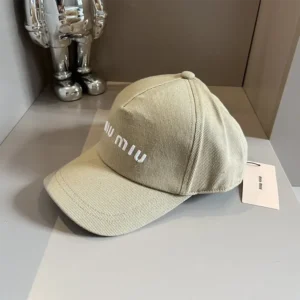 Miu Miu Women Drill Baseball Cap-Beige 5HC179_2DXI_F011P