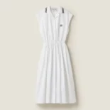 Miu Miu Women Poplin Midi-dress with Embroidered Logo MF4980