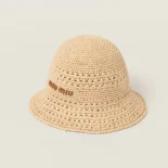 Miu Miu Women Woven Fabric Hat-Beige 5HC287_2DO1_F0A5T