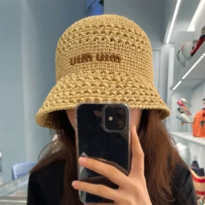 Miu Miu Women Woven Fabric Hat-Beige 5HC287_2DO1_F0A5T