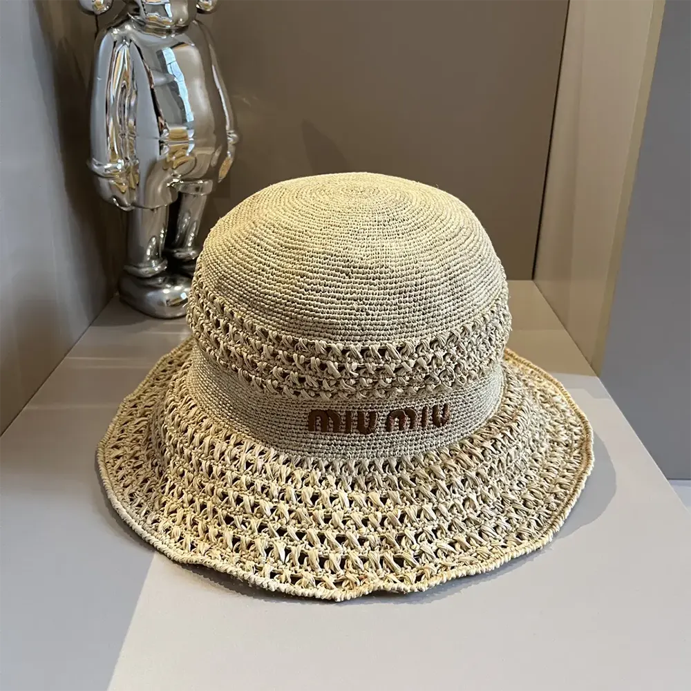 Miu Miu Women Woven Fabric Hat-Beige 5HC287_2DO1_F0A5T