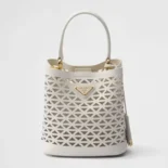 Prada Women Panier Leather Mini-bag with Cut-out Motif-White 1BA217