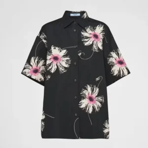 Prada Women Short-sleeved Printed Poplin Shirt P425H146TF0014SOOO
