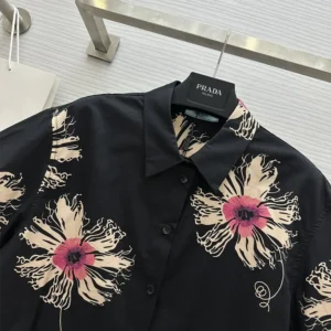 Prada Women Short-sleeved Printed Poplin Shirt P425H146TF0014SOOO