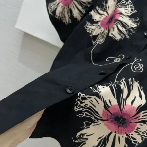 Prada Women Short-sleeved Printed Poplin Shirt P425H146TF0014SOOO