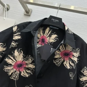Prada Women Short-sleeved Printed Poplin Shirt P425H146TF0014SOOO