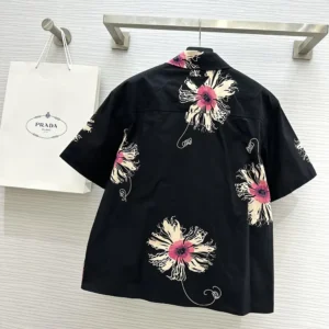 Prada Women Short-sleeved Printed Poplin Shirt P425H146TF0014SOOO