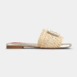Roger Vivier Women Strass Buckle Slides in Raffia RVW670388406D1C013