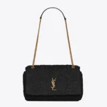 Saint Laurent YSL Unisex Jamie Medium in Raffia-Black 515821GAAAT1000