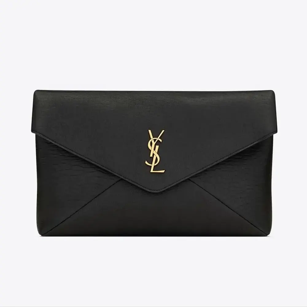 Saint Laurent YSL Women Cassandre Large Envelope Pouch in Lambskin-Black