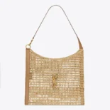 Saint Laurent YSL Women Oxalis in Raffia Crochet and Leather 773984GAAEB9718