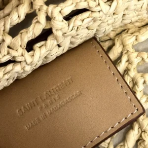Saint Laurent YSL Women Oxalis in Raffia Crochet and Leather 773984GAAEB9718
