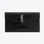 Saint Laurent YSL Women Uptown Pouch in Crocodile-embossed Shiny Leather 565739DND0N1000