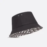 Dior Unisex Reversible Teddy-D Small Brim Bucket Hat Black Cotton Blend