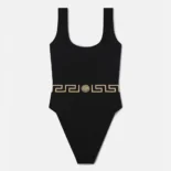 Versace Women Greca Border One-piece Swimsuit-Black 1B000