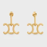 Celine Women Triomphe Lock Earrings in Brass with Gold Finish-Gold