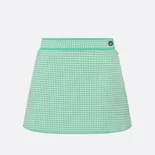 Dior Women Dioriviera Flared Miniskirt White and Aquamarina Houndstooth Technical Knit