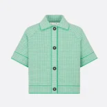 Dior Women Dioriviera Jacket White and Aquamarina Houndstooth Technical Knit