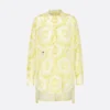Dior Women Dioriviera Long Blouse White and Lemon Yellow Cotton Muslin
