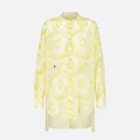 Dior Women Dioriviera Long Blouse White and Lemon Yellow Cotton Muslin