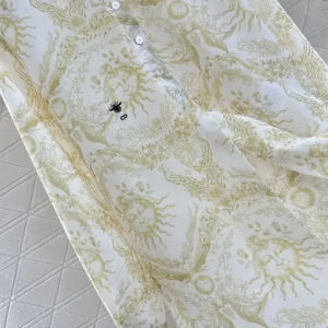 Dior Women Dioriviera Long Blouse White and Lemon Yellow Cotton Muslin
