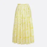 Dior Women Dioriviera Mid-Length Skirt White and Lemon Yellow Cotton Muslin