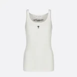 Dior Women Tank Top White Ribbed Cotton Jersey 343T50B4086X0200