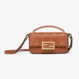 Fendi Women Baguette Phone Pouch Brown Nappa Leather Pouch