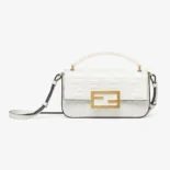 Fendi Women Baguette Phone Pouch White Nappa Leather Pouch