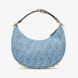 Fendi Women Fendigraphy Small Light blue FF Denim Fabric Bag