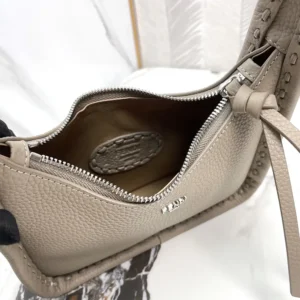 Fendi Women Mini Fendessence Small Dove Gray Selleria Bag with 264 Hand-sewn Topstitches